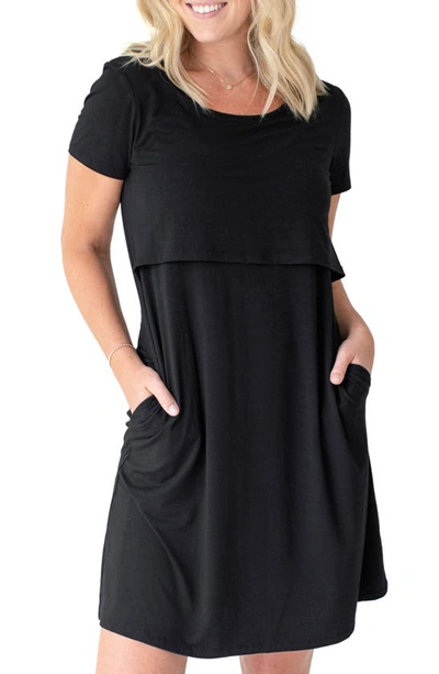 Shop Kindered Bravely Eleanora Maternity/nursing Lounge Dress In Black