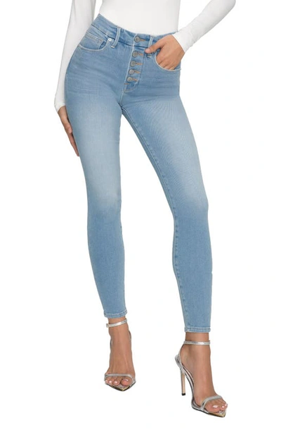 Good American Good Legs Button Fly Skinny Jeans In Blue613 | ModeSens