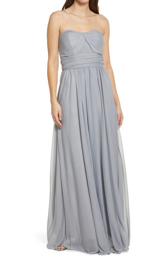 Birdy Grey Chicky Convertible Neck Tulle Gown In Silver | ModeSens