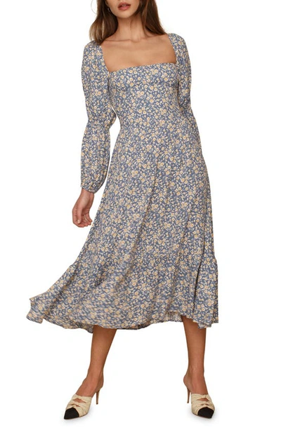 Shop Reformation Floral Long Sleeve Midi Dress In Wallflower