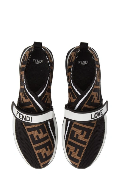 Shop Fendi Rockoko Knit Sneaker In Black