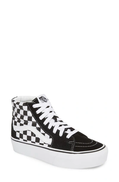 Vans Sk8-hi Platform 2.0 Checkerboard Sneakers In Black | ModeSens