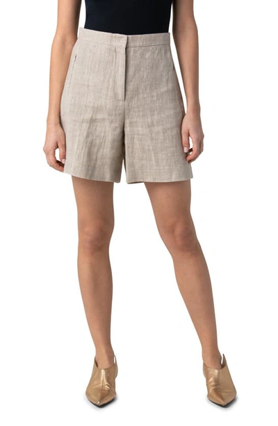 Shop Akris Punto Washed Raw Linen Shorts In Sand