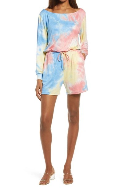 Shop Fraiche By J Tie Dye Long Sleeve Romper In Multi