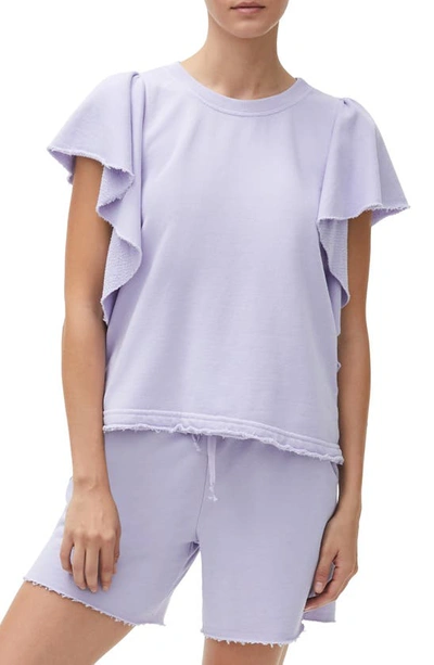 Shop Michael Stars Ariana Flutter Sleeve Top In Pale Lilac
