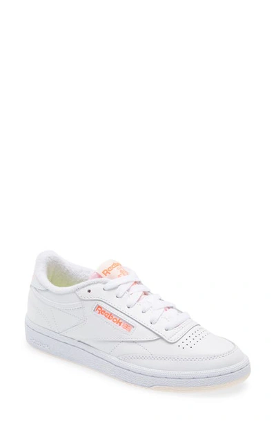 Shop Reebok Club C 85 Sneaker In White/ Ceramic Pink/ Orange