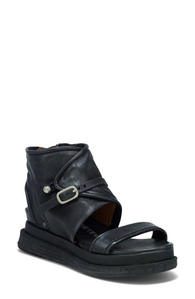 Shop As98 Locke Ankle Strap Sandal In Black Leather
