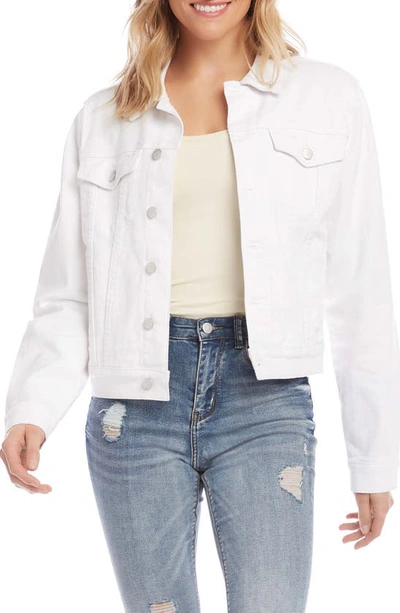 Shop Karen Kane Denim Jacket In Off White