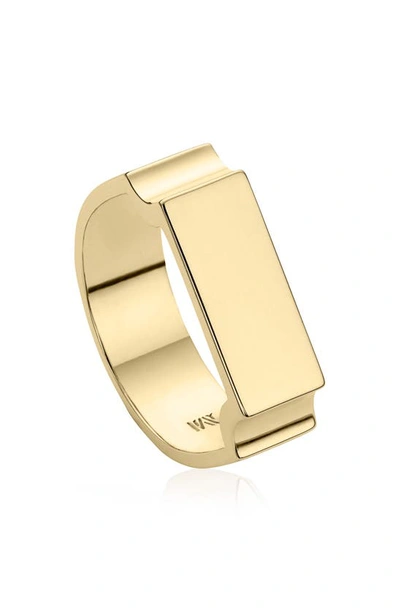Shop Monica Vinader Wide Signature Ring In Dnu/yellow Gold