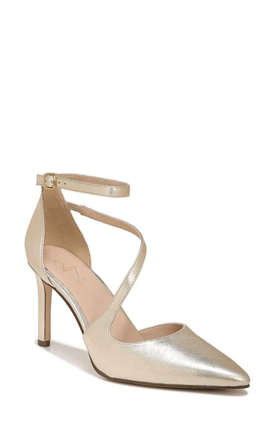 Shop 27 Edit Abilyn Ankle Strap Pump In Gold Leather