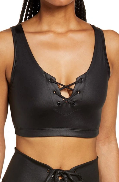 Shop Year Of Ours Gloss Football Sports Bra In Black
