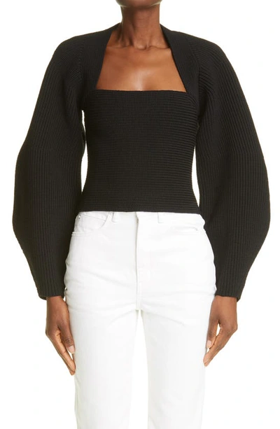 Shop Alexander Wang Ribbed Shrug Pullover Sweater In Black