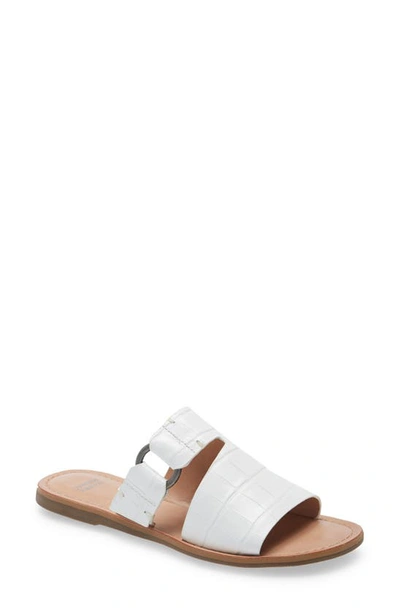 Shop Johnston & Murphy Brenna Slide Sandal In White Croc Leather