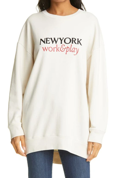 Shop Frame New York Work & Play Organic Cotton Sweatshirt In Whisper White