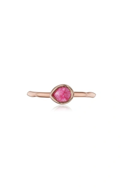Shop Monica Vinader Siren Small Stacking Ring In Pink Quartz/ Rose Gold