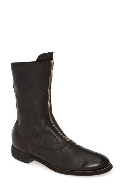 Shop Guidi Front Zip Army Boot In Black