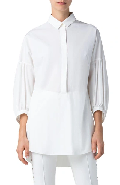 Shop Akris Punto Cotton Poplin Shirt In Cream