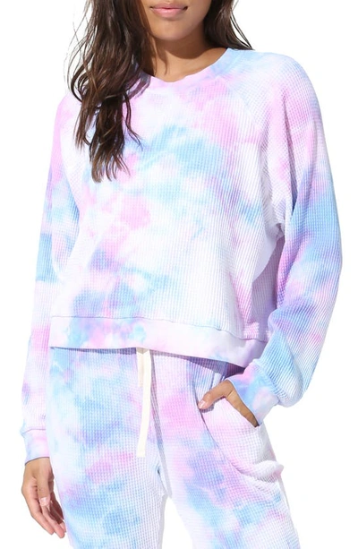 Shop Electric & Rose Cass Waffle Knit Tie Dye Pullover In Rosey/wave