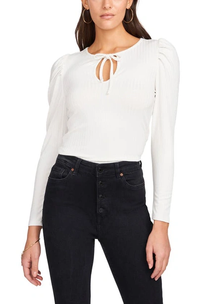 Shop 1.state Tie Front Puff Sleeve Top In Ultra White