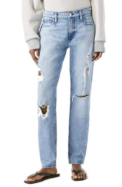 Shop Frame Le Garçon Ripped Straight Leg Jeans In Beldon Rips