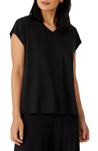 Shop Eileen Fisher V-neck Boxy Top In Black