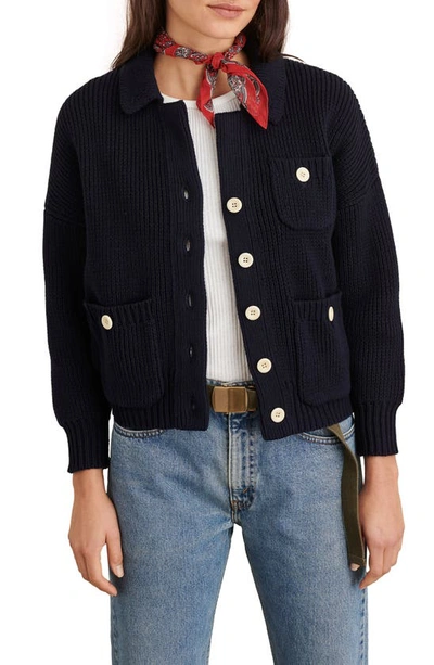 Shop Alex Mill Cotton Work Sweater Jacket In Dark Navy