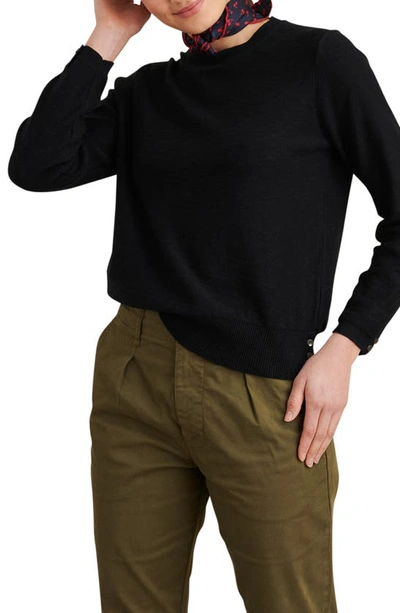 Shop Alex Mill Button Detail Cotton & Linen Sweater In Black