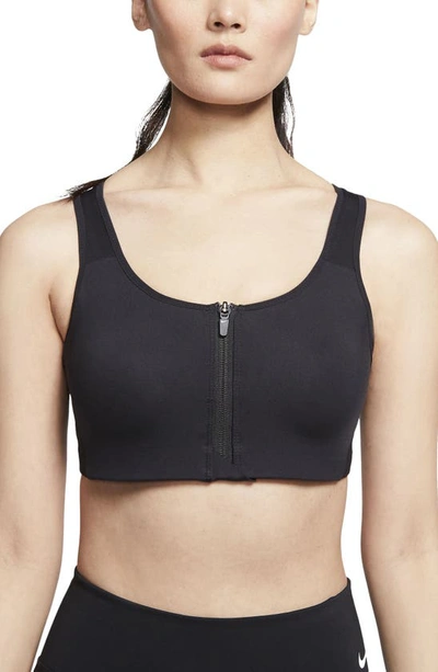 Nike Dri-fit Shape Zip-front High-support Sports Bra In Black In  Black/black/white/white | ModeSens