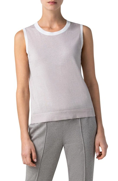 Shop Akris Punto Contrast Color Sleeveless Knit Top In Light Taupe - Cream