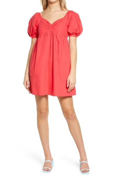 Shop English Factory Puff Sleeve Babydoll Dress In Red