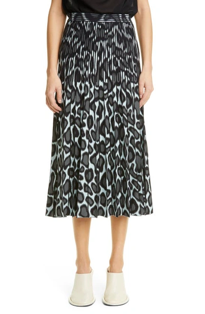 Shop Proenza Schouler Animal Pattern Pleated Jacquard Skirt In Mint/ Grey