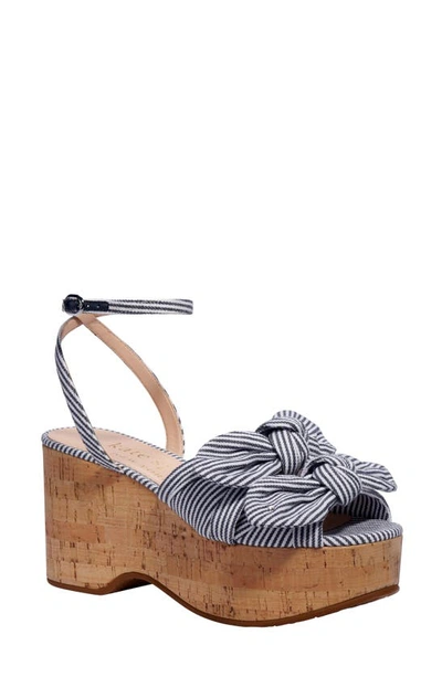 Shop Kate Spade Julep Platform Sandal In Parchment/ Blazer Blue Fabric