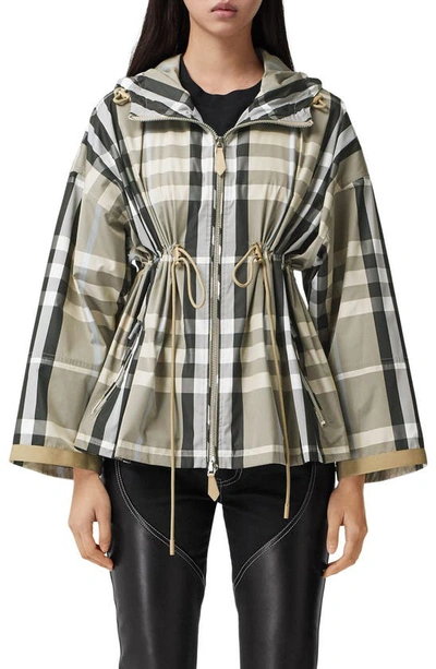 Shop Burberry Bacton Check Hooded Jacket In Dusty Sand Ip Check