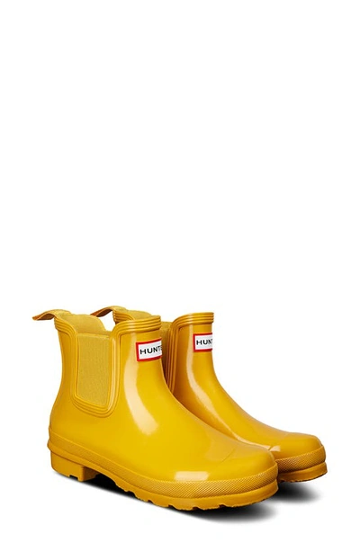 Shop Hunter Original Gloss Waterproof Chelsea Boot In Yellow