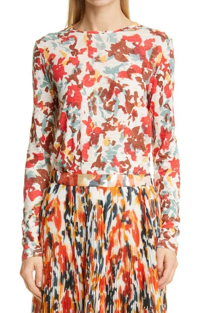 Shop Proenza Schouler Floral Tissue Jersey Tee In Red Multi
