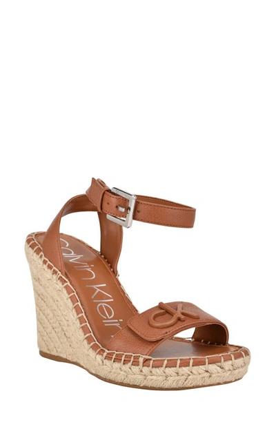 Shop Calvin Klein Karla Espadrille Wedge Sandal In Dna Leather