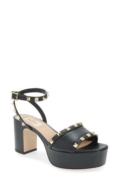 Shop Valentino Rockstud Platform Sandal In Nero