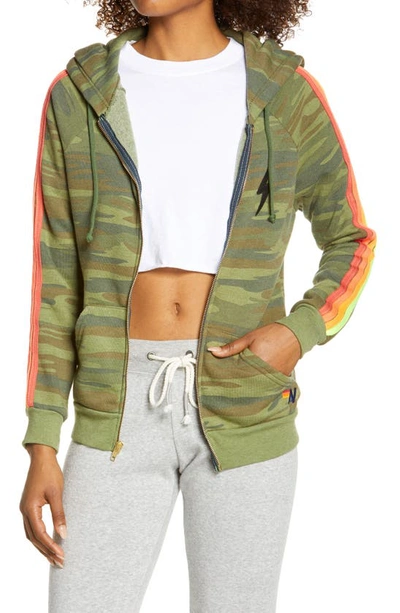 Shop Aviator Nation Classic 4-stripe Bolt Hoodie In Camo/ Neon