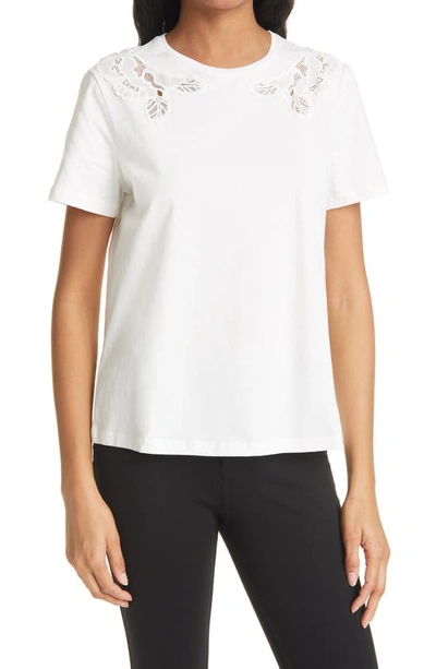 Shop Ted Baker Ffranky Lace Inset T-shirt In White