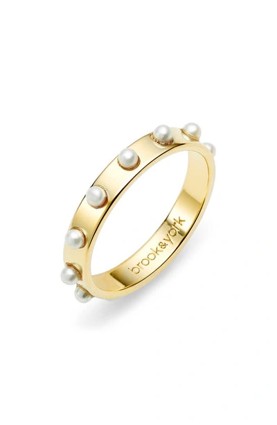 Shop Brook & York Brook And York Holly Imitation Pearl Ring In Gold