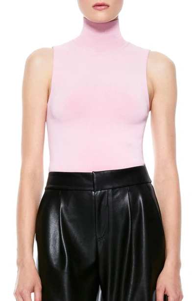 Shop Alice And Olivia Darina Turtleneck Tank In Blush