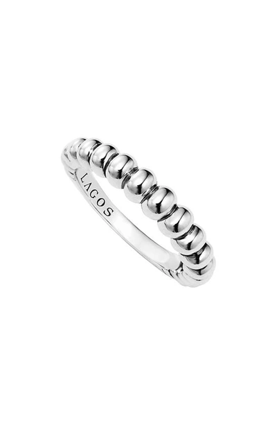 Shop Lagos 'signature Caviar' Bold Fluted Stack Ring In Silver