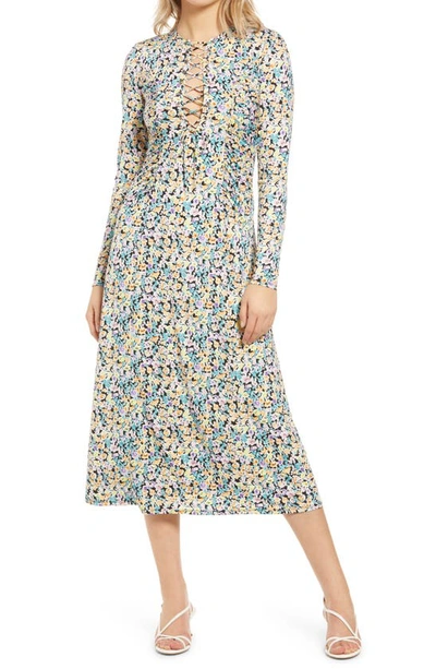 Shop Afrm London Floral Print Long Sleeve Dress In Multi Printemps