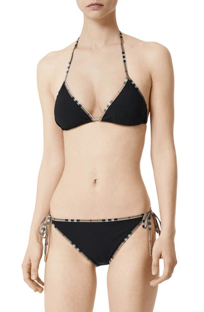 Shop Burberry Mata Vintage Check Trim Two-piece Swimsuit In Black