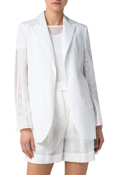 Shop Akris Natalia Organza Jacquard Stripe Jacket In Ecru