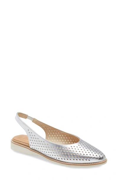 Shop Rollie Madison Slingback Flat In Silver Punch Leather