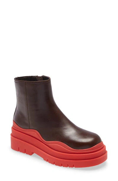 Shop Jeffrey Campbell Loading Bootie In Brown/ Red