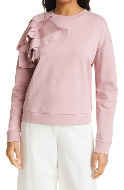 Ted Baker Womens Pink Ozai Ruffle-detail Cotton Sweatshirt 6 