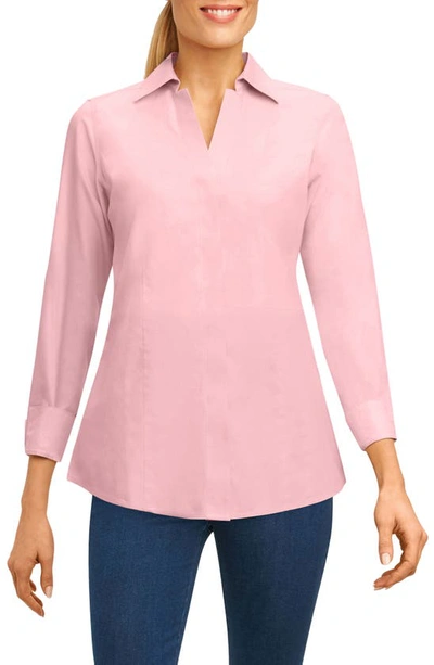 Shop Foxcroft Taylor Fitted Non-iron Shirt In Chambray Pink