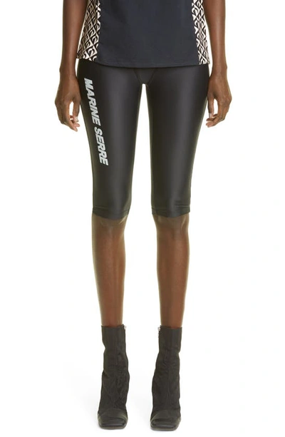 Shop Marine Serre Sea Skin Logo Bike Shorts In Black